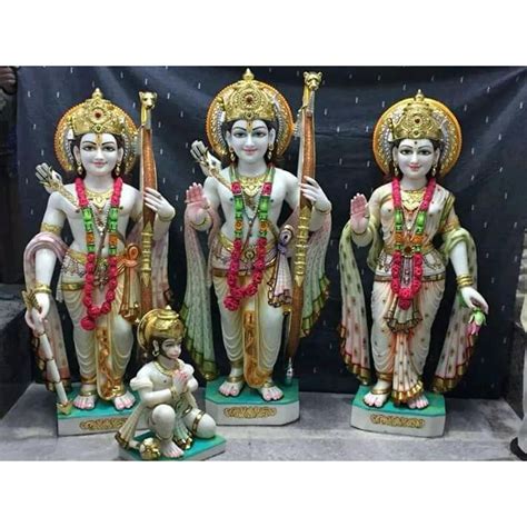 White Painted Marble Ram Darbar Marble Statue For Worship Size 2