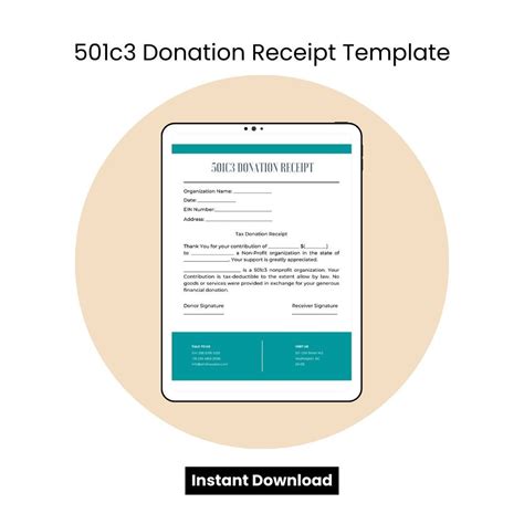 501c3 Donation Receipt Template Printable Pdf Word Pack Etsy