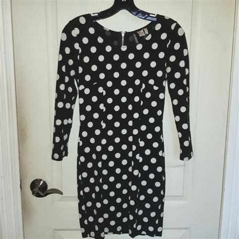 H M Dresses Black And White Bodycon Polka Dot Dress Poshmark