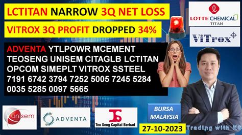 Daily Klse Bursa Update Lctitan Narrow Q Net Loss Vitrox