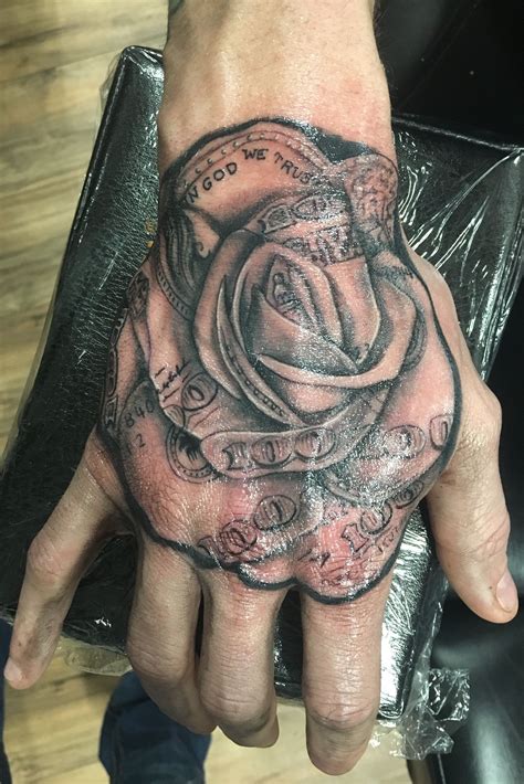 Money Rose Tattoo On Hand