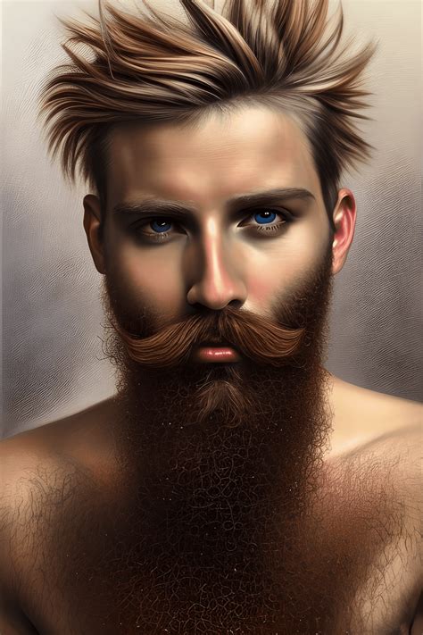 Stunning K Hyper Detailed Oil Panting Of A Bearded Gay Man With A