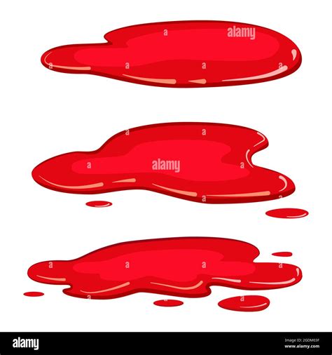 Set Puddle Blood Liquid Pool Plash Vector Cartoon Style Isolated