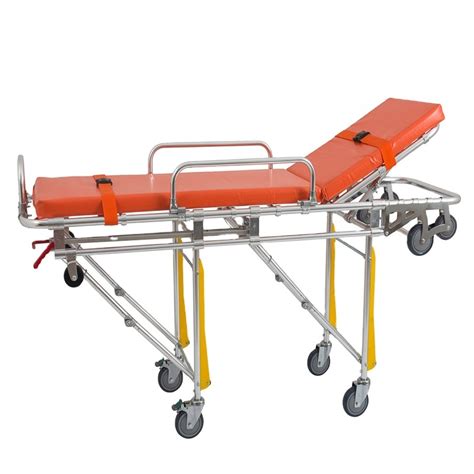 Medical Double Fold Safety Belt Patient Trolley Stretchers Ambulance In