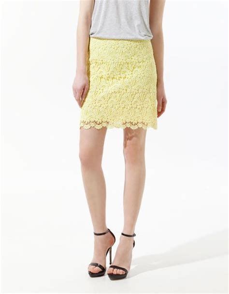 Zara Guipure Lace Mini Skirt In Yellow Lyst