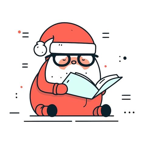 Premium Vector Cute Santa Claus Reading A Book Vector Illustration