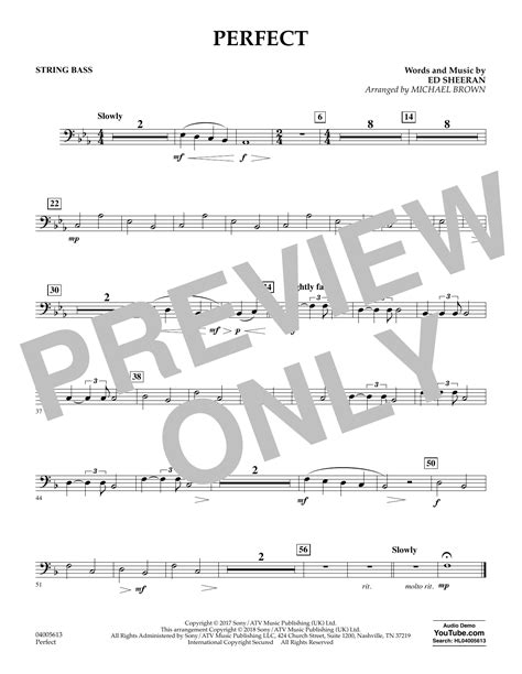 Perfect Arr Michael Brown String Bass By Ed Sheeran Sheet Music