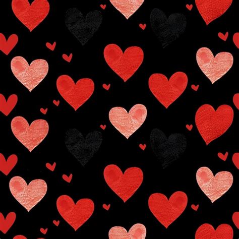 Premium Photo A Pattern Of Red Hearts On Black Background