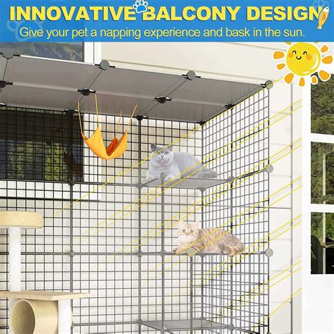 Eiiel Diy Large Cat Enclosure Outdoor Cat Cage Cat House With 6 Jumping