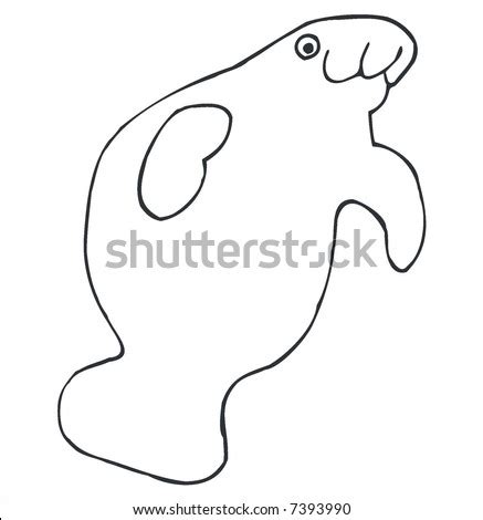 Art Illustration In Black And White: A Manatee - 7393990 : Shutterstock