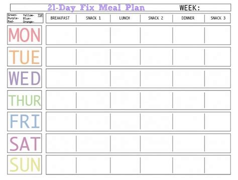 7 Day Meal Planner Template