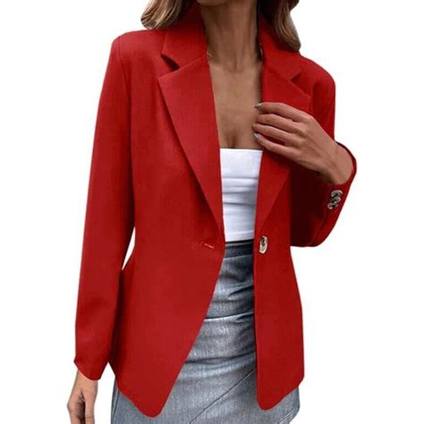 Veste De Costume Dcontracte Un Bouton De Couleur Unie Manches Longues