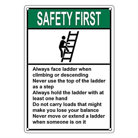 Weatherproof Plastic Vertical Ansi Safety First Ladder Safety Sign With English Text And Symbol