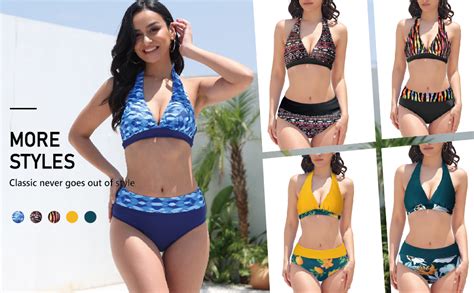 Ayeebooy Damen Bikini Set V Ausschnitt Bikini Top H Ngende Hals