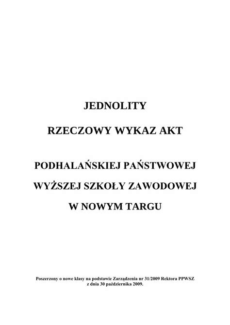 Pdf Jednolity Rzeczowy Wykaz Akt W Ha Le Drugiego Rz Du