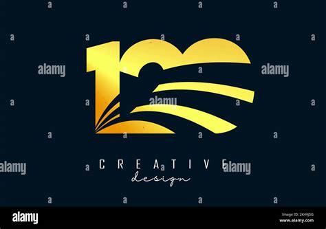 Golden Creative Number 120 Logo With Leading Lines And Road Concept