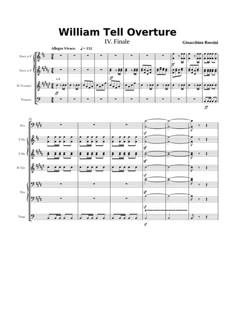 William Tell Overture Finale Rossini Sheet Music For Trombone Flute