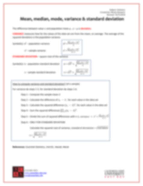 Solution Mean Median Mode Variance Standard Deviation Studypool