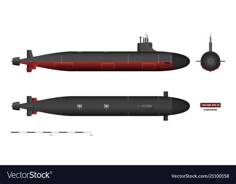 Detailed Image Submarine Military Ship Royalty Free Vector