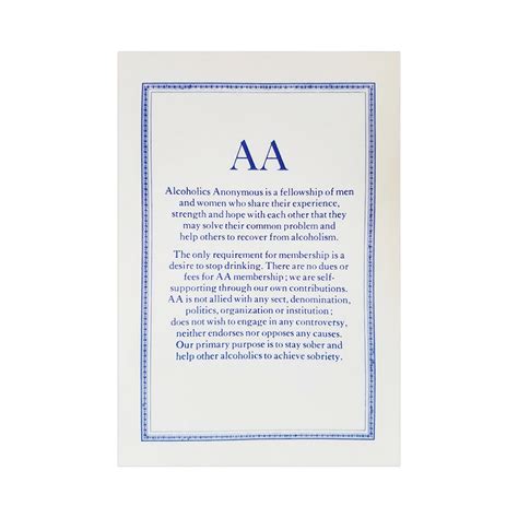 Aa Preamble Laminated Alcoholics Anonymous Cleveland