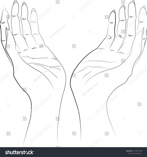 Giving Praising Hands Black White Vector เวกเตอร์สต็อก ปลอดค่า