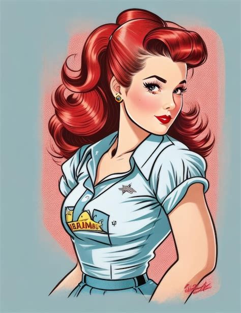 Premium Ai Image Retro Pinup Woman Illustration