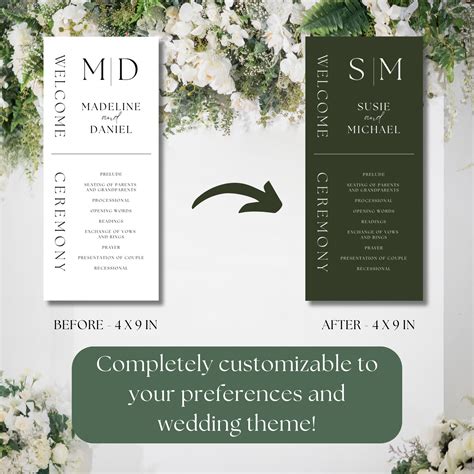 Elegant Wedding Program Template Editable Wedding Program Minimalist ...