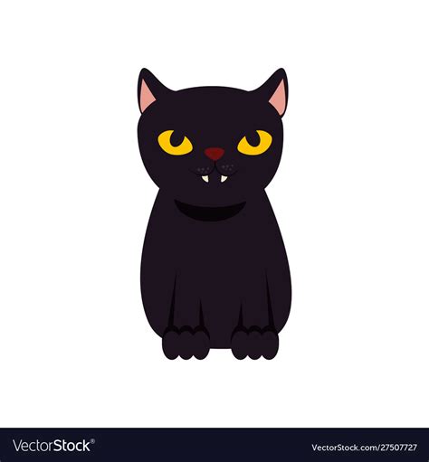 Black cat halloween isolated icon Royalty Free Vector Image