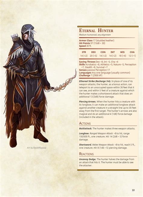 Eternal Hunter Monster Enemy Stat Block 5e Dnd Monsters Dungeons And