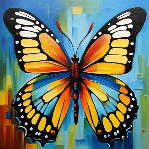 Lexica Abstract Oil Painting Of Colorful Butterfly Hand Painted On