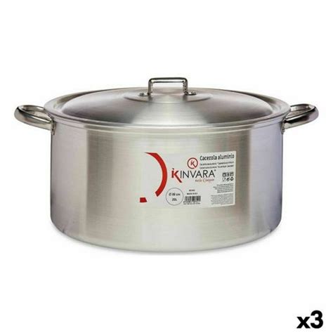 Cacerola Con Tapa Plateado Aluminio 20 L 3 Unidades Con Ofertas En