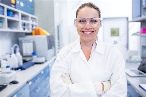 Lab Assistant Wearing Safety Goggles Stock Image F020 3300