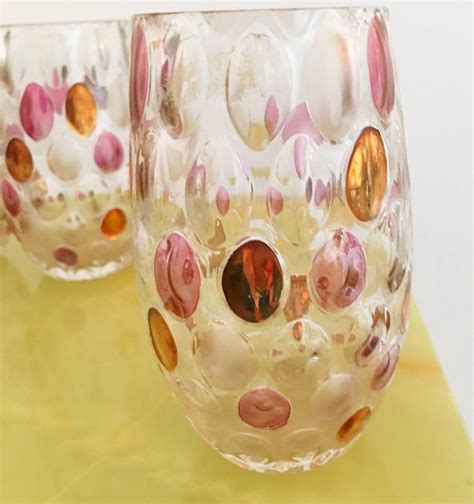 Six Mid Century Czech Borske Sklo Nemo Pattern Dot Glasses By Max Kannegiesser At 1stdibs