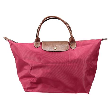 Longchamp Handbag Le Pliage Medium Short Handle Nylon In Pink Geranium