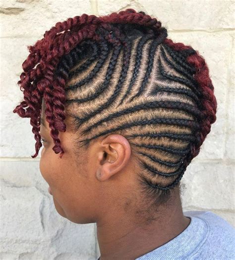 Mohawk Braid With Cornrows And Top Twists Curlybraids Natural Hair Styles Short Natural Hair