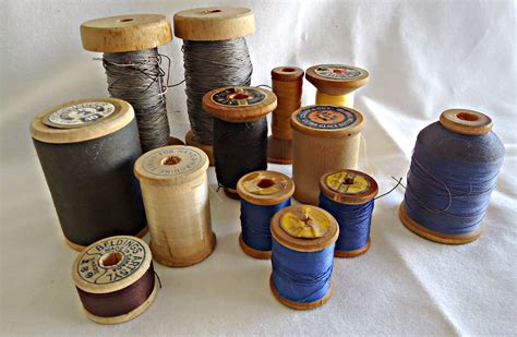 13 Vintage Wood Thread Spools Wooden Spool Etsy Vintage Wood