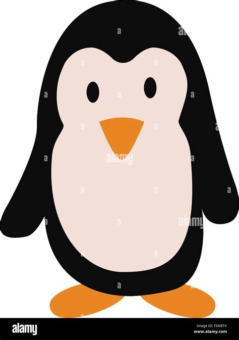 A cute penguin standing and watching vector color drawing or ...