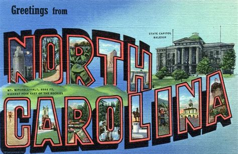 Greetings From North Carolina Large Letter Postcard Postcard