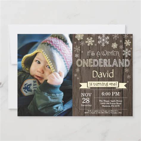 Rustic Winter Onederland St Birthday Invitation Zazzle