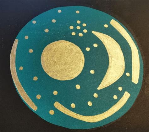 Nebra Sky Disc Linocut Print Handprinted Cosmology Linoprint Etsy UK