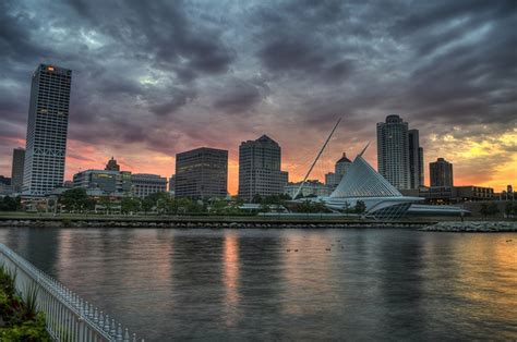 Brew City Sunset Milwaukee Downtown Sunset City Milwaukee City