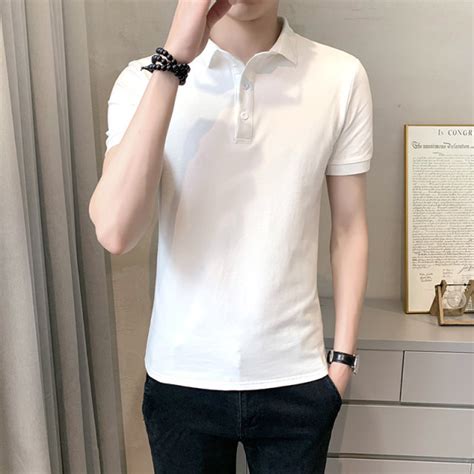 Polo Shirt Men S Trendy Brand Short Sleeved Solid Color Korean Style