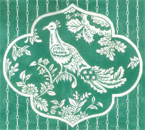 Bird on Teal/White Stripes - Fleur de Paris