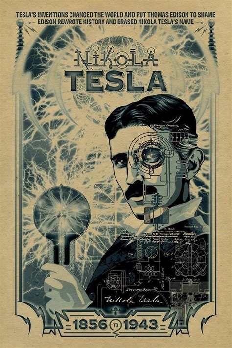 Nikola Tesla Poster 12x18 Inventor Thomas Edison Historical Art Ac