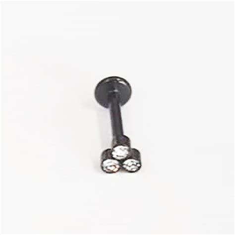 Labret Aço Cirúrgico PVD Black Trio de Zircônias