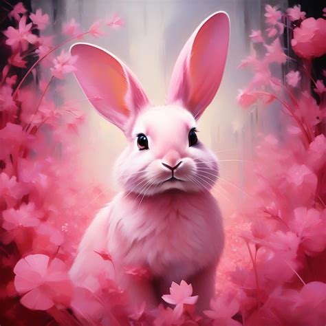 Premium Photo Illustration Of A Cute Pink Rabbit