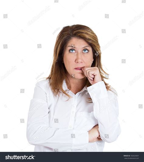 Closeup Portrait Woman Finger Mouth Sucking Stock Photo 182023697