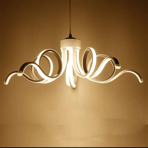 25-Inch Post-Modern Chandelier, Nordic LED Wave Art Ceiling Light ...