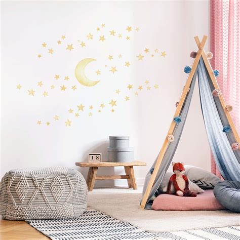 Moon and stars wall stickers for happy homes - plastic-free wall decals ...