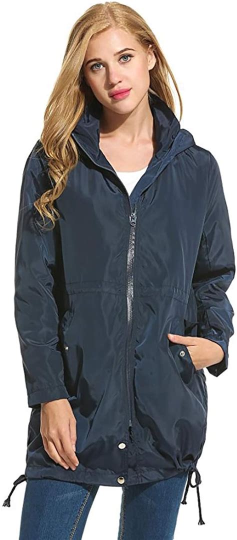 Zinmore Manteau Imperméable Manches Longues Veste de Pluie Femme à